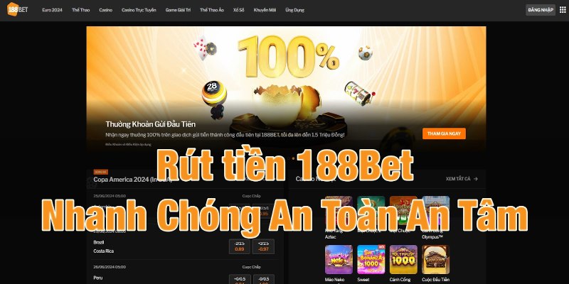 Các bước rút tiền 188BET chi tiết nhất 